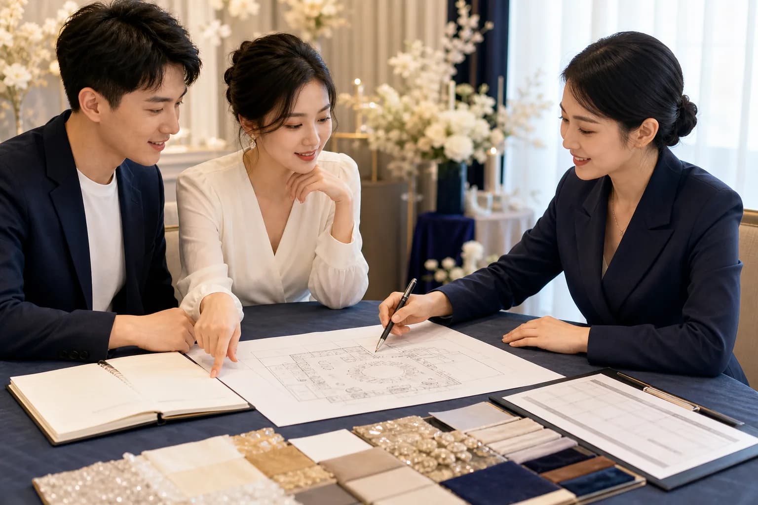 客户咨询进入需求记录、婚礼方案和报价承接
