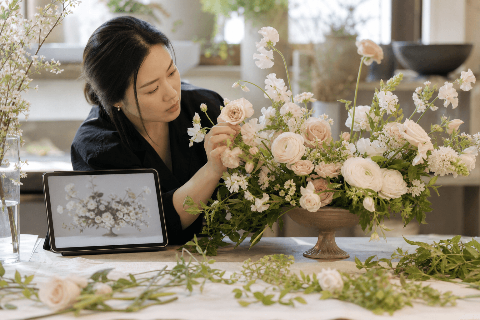 原创婚礼花艺方案与真实成品进行细节复核