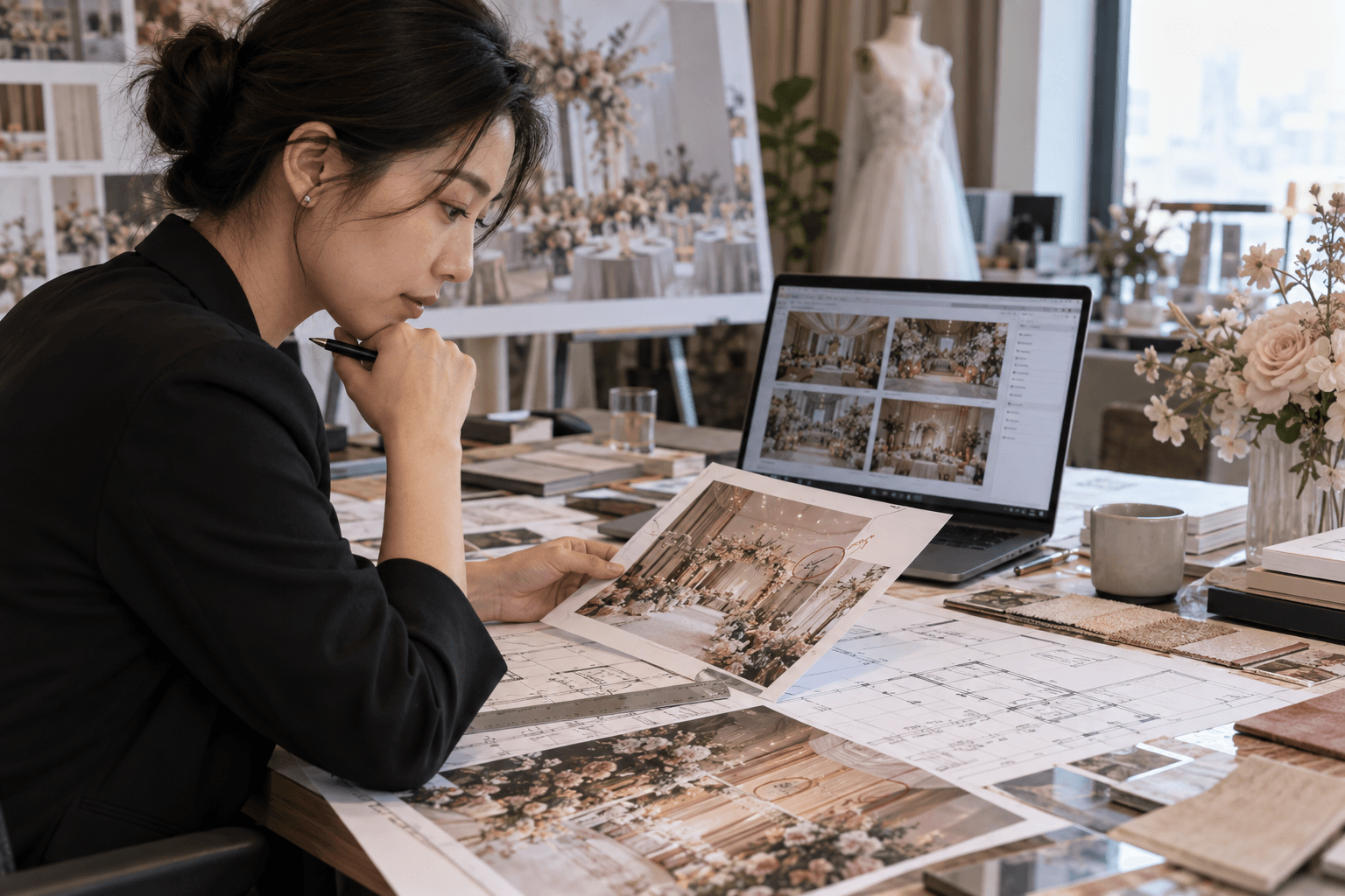 婚礼从业者对照真实场地证据判断 AI 初稿