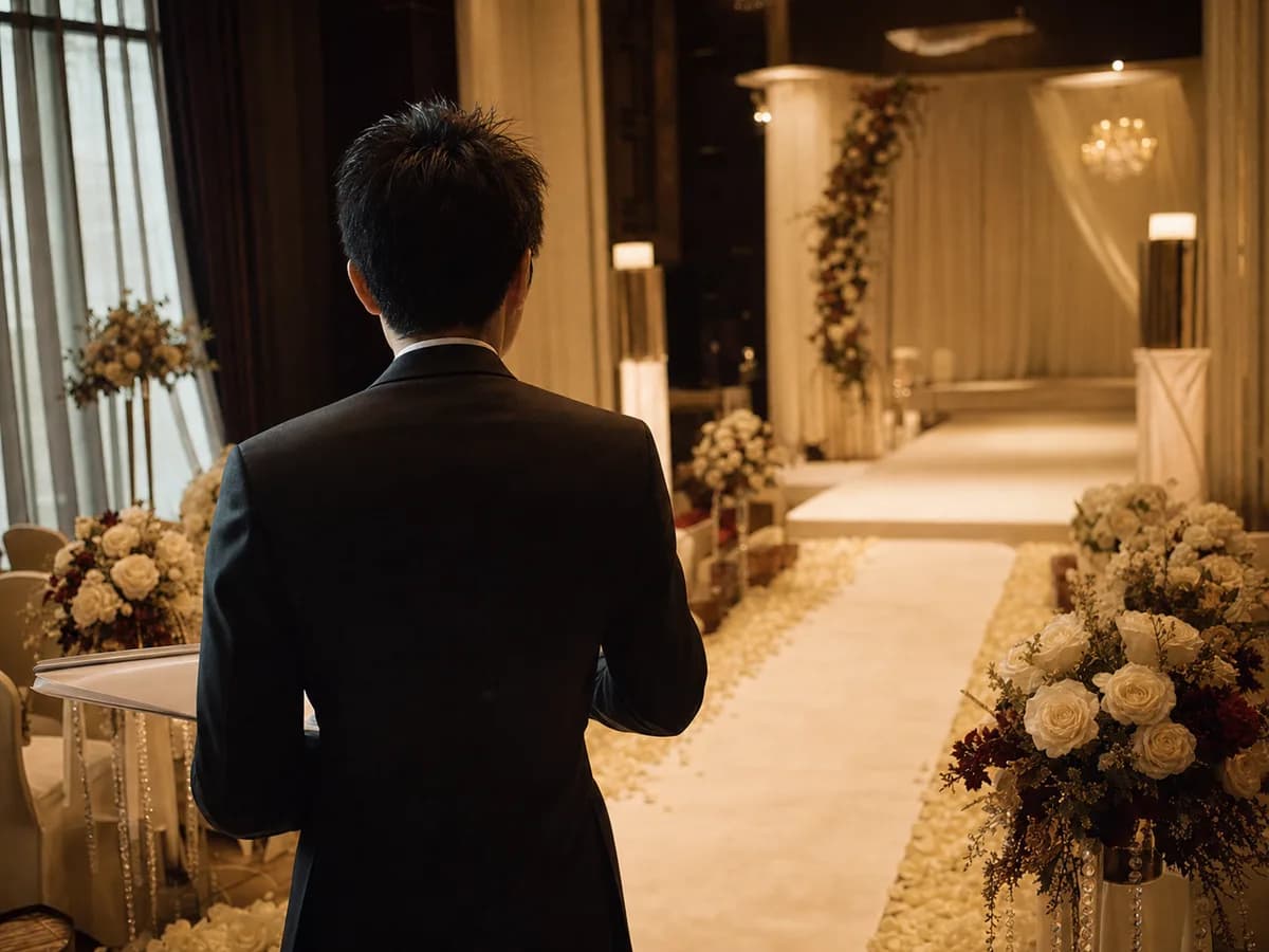 婚禮儀式場地中複核細節的策劃師